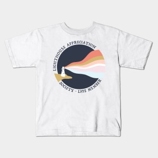 Lighthouse appreciation society life member retro stripes Kids T-Shirt